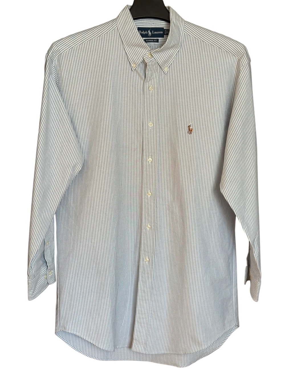 Ralph Lauren Classic Fit Men's Striped Long Sleeve Button-Down Shirt 16.5 34/35